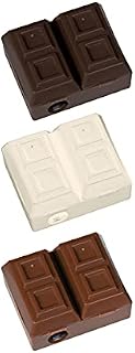 ToyPlaya Chocolate Bar Pencil Sharpener Scented Eraser Combo (3 pcs) Dark Chocolate, Milk Chocolate and White Chocolate Scent