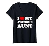 Photo Gallery i love my awesome aunt, amo la mia fantastica zia maglietta con collo a v Photo Gallery i love my awesome aunt, amo la mia fantastica zia maglietta con collo a v