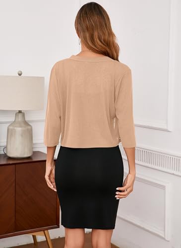 Image of Iandroiy Women's 3 /4 Sleeve Shrugs Lightweight Open Front Cropped Cardigan for Women