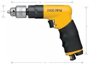 Nova Pneumatic 2400 RPM .5 HP Pistol Grip Drill with 3/8" Chuck and Key