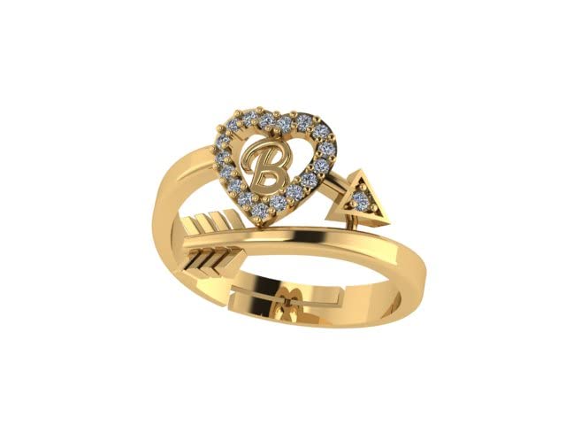 FOREVER BLINGSJewellery Valentine Latest American Diamond Adjustable Love Heart Gold Initial Letter Name Alphabet