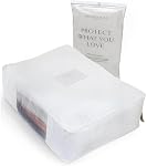 Hayden Hill Luxury Organic Cotton Sweater Storage Bag For Cashmere 18 Inch | Fits 6 Fine Knits, Breathable, Moth Proof, Garment Storage Bag For Cashmere, Zippered, Certified Carbon Neutral, White
