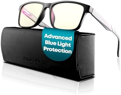 Prospek Blue Light Glasses – Eye Strain Relief, Anti Glare Obsidian NO Diopters, Regular