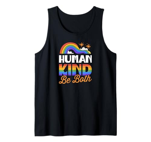 Human Kind Be Both Cute LGBTQ Ally Gay Pride Bandiera Arcobaleno Canotta