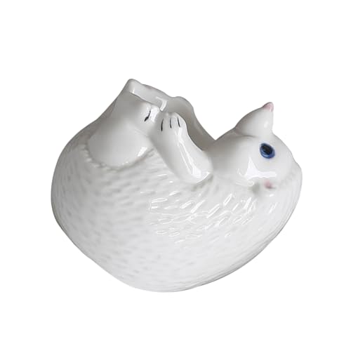 Oxxggkao Soporte de cerámica para huevos con forma de erizo, para desayuno, diversión familiar, multifuncional, suculentas, bonsáis, estatua de erizos, taza de huevos de cerámica