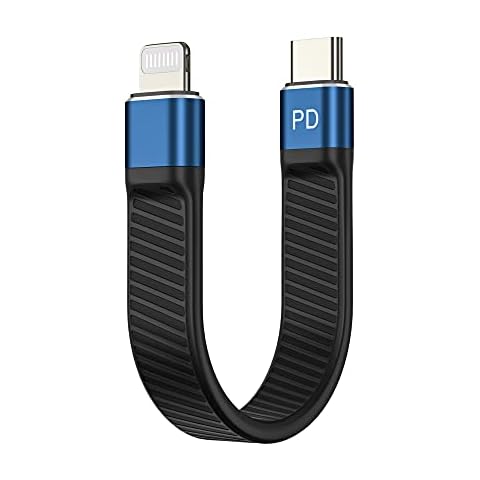 Aprilery Short USB C to Lightning Cable (0.46ft), Fast Charging and Data Sync Type C to Lightning Cable for iPhone 13/13 pro/13 pro Max/12/12 mini/11/XS/XR/X/8/SE/AirPods/iPad, Blue, 13cm Cover