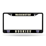 Rico Industries NCAA Washington Huskies Black License Plate Frame 12' x 6' Black Chrome Frame 12' x 6' Car/Truck Auto Accessory