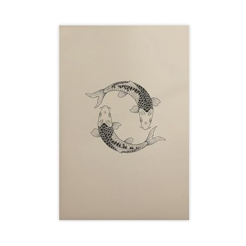 Toile Japandi zen carpe koi affiche decorative salon 30x45 cm