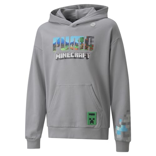 PUMA Kids Boys Minecraft X Hoodie Casual Outerwear Breathable - Grey3