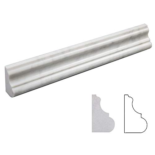 Soulscrafts Italian White Carrara Marble Chair Rail Trim Molding 2 X 12 Inch Polished 8 Pcs/Box #TOP15