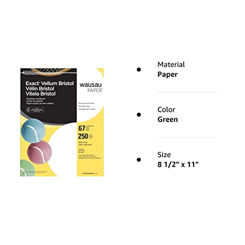 Neenah Exact Vellum Bristol Cardstock, 8.5" X 11", 67 Lb/147 Gsm, Green, 250 Sheets (81358) #TOP4