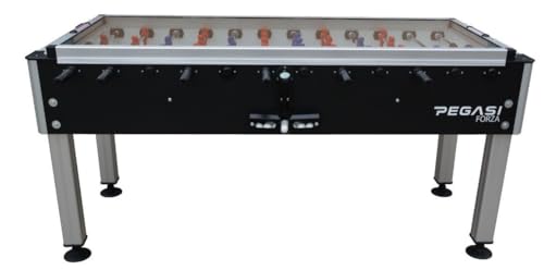 Pegasi Fußballtisch Forza XL - Glasplatte - Kickertisch - Fussballtisch - Indoor Tischkicker- Fußball Tischspiel - Fussballtisch Erwachsene - Foosball Table - Schwarz