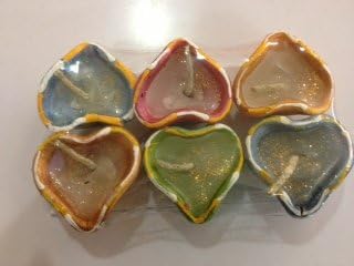 Designer Diwali Diyas a Set of 6 Beautiful Diyas with Wax
