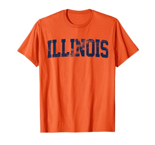 Retro Illinois Tee Vintage Illinois Orange Blue Throwback IL T-Shirt