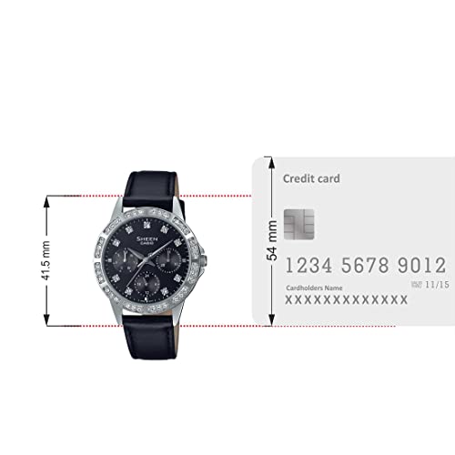 Image of Casio Sheen Sapphire Crystal Analog Black Dial Women SHE-3517L-1AUDF (SH266)