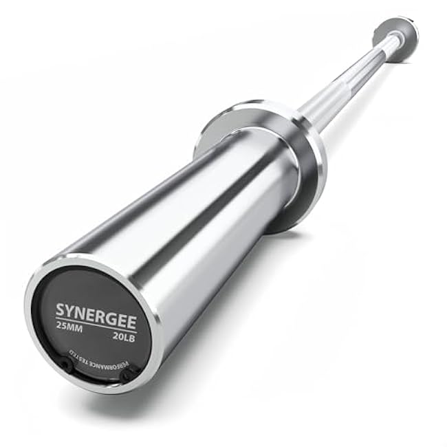 Synergee Olympic Barbell ¨C 4ft & 4.8ft, 2¡± Weight Bar for Strength Training, Squats, Deadlifts, Bench Press, Curls & Overhead Press ¨C 350lb Capacity with Magnetic Barbell Collars and Weight Plates.