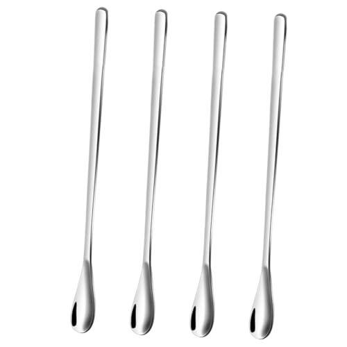 CIYODO 1 Set 4 Pcs Stainless Steel Spoon Mixing Spoons Long Handle Spoons Stir Spoon Coffee Stirrers Cocktail Mixing Spoon Coffee Stir Sticks Cocktail Mixer Spoon Coffee Whisk Silver