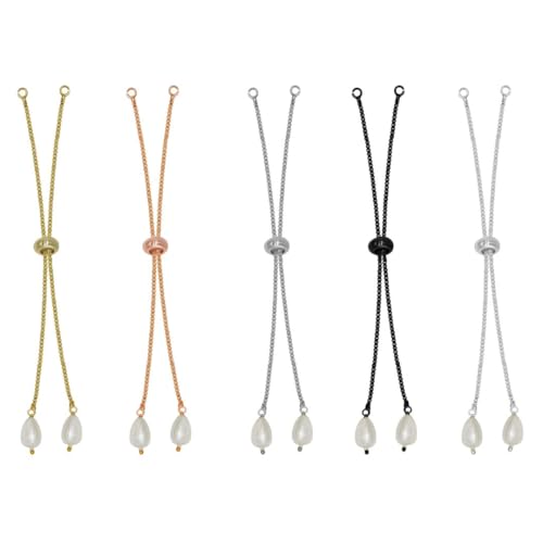 Image of SATRA TRADERS Adjustable Slider Chain With Pearl Stopper Bracelet | Size : 4inch | Qty : 10pcs | B04