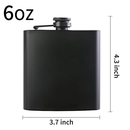 10 Pcs Hip Flask For Liquor Black 6Oz Stainless Steel Leakproof With 10 Pcs Funnel For Gift, Camping, Wedding Party #TOP1