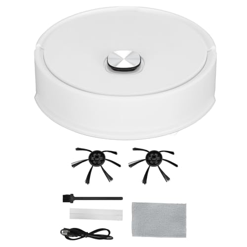QWUUYEC Aspiradora Robot, Barredora, Fregona y Aspiradora, Blanco, Potente Succión y Evita Obstáculos - Sensor Anticaída, Limpieza Diaria para Pelo de Mascotas y Suelos