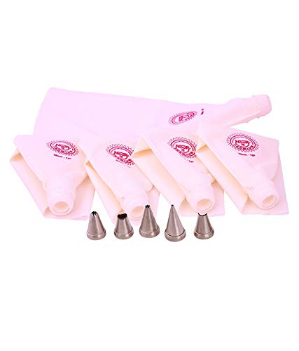 5 pcs Original Noor Cloth Icing Piping Bag with 5 Stainless Steel Icing Nozzles Used in Cake & Food Decoration, Bakery & Confectionery