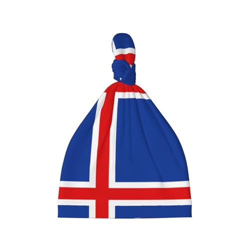 Baby Beanie Flag of Iceland Knotted Hat - Soft, Warm, Comfortable, Headwear for Newborns, 0-6 Months Black
