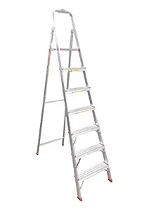 VIMART Foldable Aluminium Ladder with Scratch Resistant Smart Platform Size 10 inch X 10 inch Made in India (7 Step)