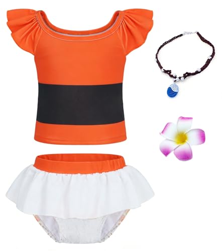 Image of AmzBarley Girls Swimwear 2 Pieces Bathing Suit Ruffle One Shoulder Swimsuits Bikini Set Swimming Skirts