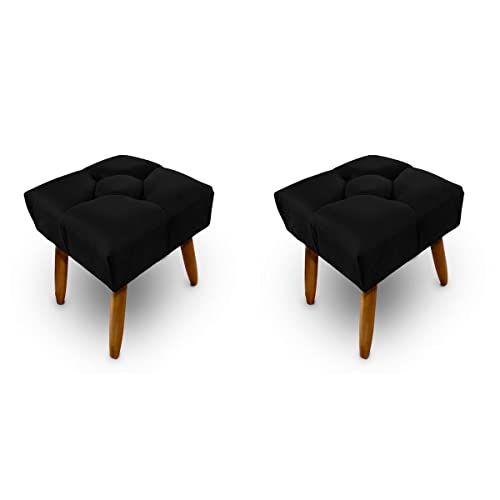 2 Pufes Para Sala ou Quarto Quadrado Banqueta Puff Kasi - Cores (Cinza)