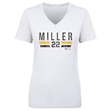 500 LEVEL Mason Miller San Diego Font Women's V-Neck T-Shirt (White, Small)