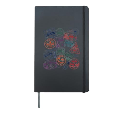 Passport Stamps Travel Adventure World Traveler Vacation Hardcover Journal, Black