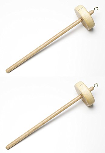 Happy Classy x2 Drop Spindle Top Whorl Yarn Spinning Hand Carved Family Pack