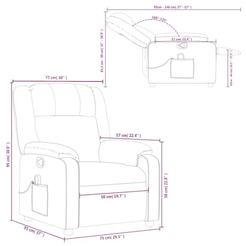 Sillón reclinable ajustable negro miniatura 3