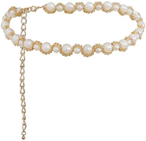 Pearl Chain Waist Belt Pearl Alloy Waist Chain Body Chain for Women Jeans Dresses