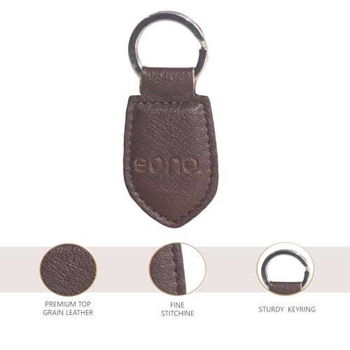 Image of Amazon Brand - Eono Premium Genuine Leather Keychain For Bike Home Car Genuine Leather Keyring & Key Holder Key Organiser For Men and Women