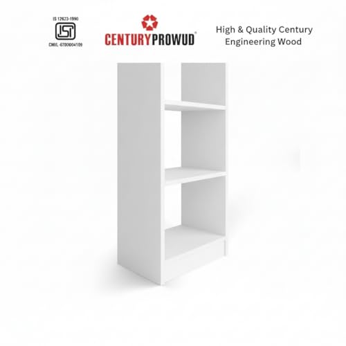 Image of FURLAY Modern Minimalist Wood Ladder Shelf - 4-Tier Open Storage Unit, Space-Saving Organizer for Bathroom, Kitchen, and Living Room (White)