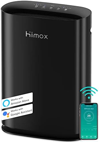 HIMOX Air Purifiers For Home Large Room up to 2690 sq ft, Smart wifi& PM2.5 Monitor, 5 Stage Medical Grade Air Purifiers for Pets Allergies Smoke Mold, Air Cleaner,Auto Mode, Alexa Control