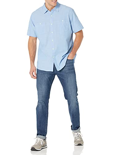 Image of Amazon Essentials Men's Regular-Fit Short-Sleeve Button-Down Chambray Shirt