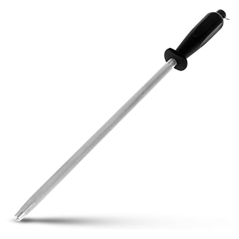 ALLWIN-HOUSEWARE W Professional Carbon Steel Black Knife Sharpening Steel, 12 Inch Cover