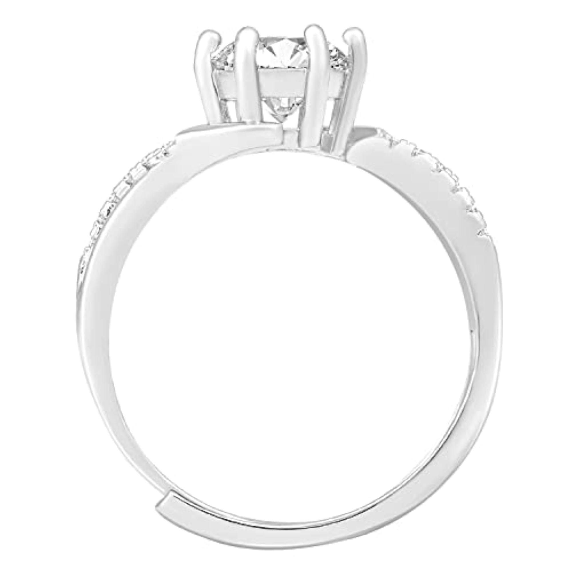Plated Cubic Zirconia Studded Solitaire Adjustable Finger Ring, Stylish Jewellery