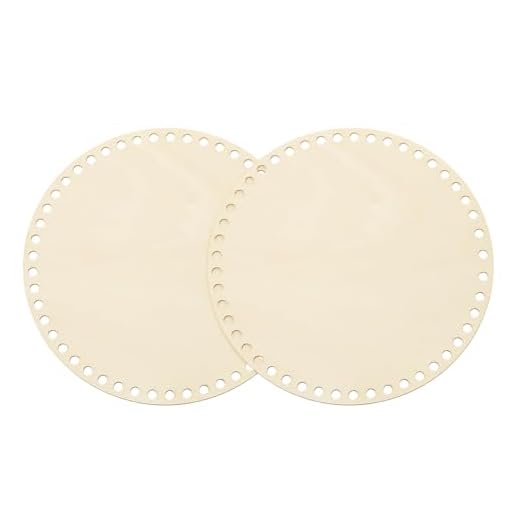 PATIKIL Base de cesta de crochê de 20 cm, 2 peças de baixo de cesta, base redonda de madeira, modeladora, kit de confecção de materiais de tecelagem, kit de tricô para crochê, bolsa de ombro, bolsa de