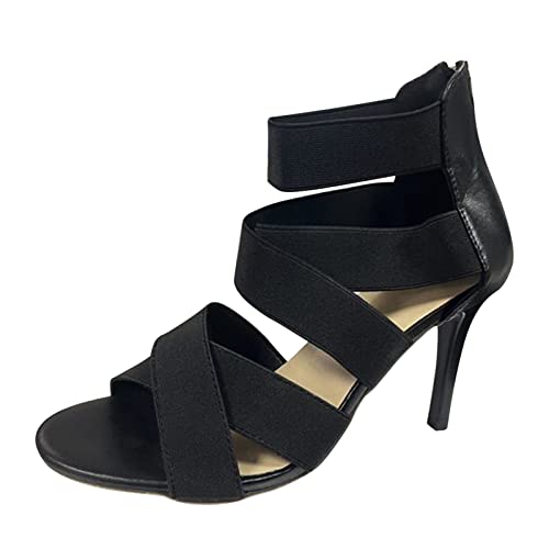 Sandales à talons aiguilles hautes dames en finition noire premium