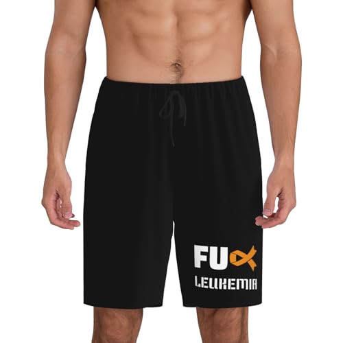 Fuck Leukemia Awareness Pajama Shorts for Men, Men's Pajama Bottoms, Sleepwear for Summer