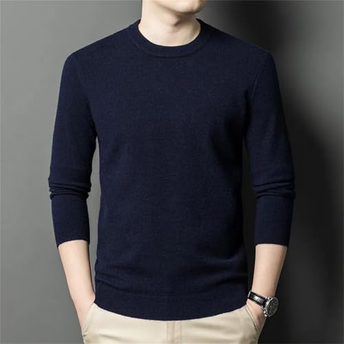 Style Pure Color Cotton Mens Sweater O Neck Fashion Knitted Basic Top Warming Bottom4