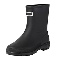 Women's Rain Boots, Waterproof, Non-Slip Rain Shoes, Lightweight Outdoor Wellington Boots, with Flat Sole, Slip-On Boots, Soft Comfortable Work Boots, Fashion Mid-Height Garden Shoes