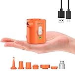 VOXON Portable Electric Pump with Camping Light, High Airflow 310L/min, Mini Electric Air Pump for Inflatables, 2000mAh Battery, Fast In/Deflating for Airbed, Pool Toys, Air Mattress, Vacuum Bags