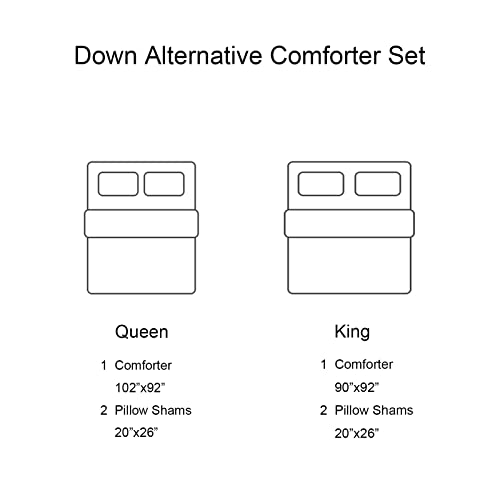 Beeweed 3 Piece Down Alternative Comforter Set Queen Size, All Season Reversible Bed Comforter Set With 2 Pillow Shams (Red/Black) #TOP6