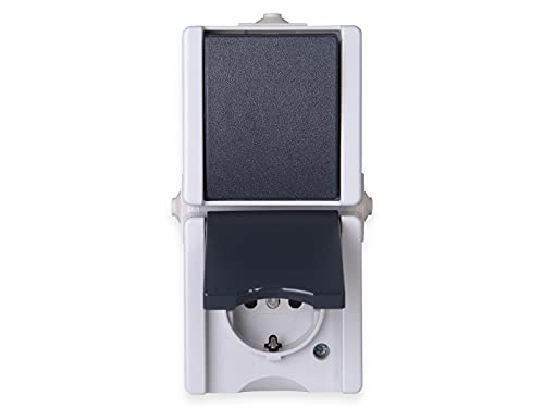 Preisvergleich Produktbild Kopp 139356003 Pro AQA Aufputz-Feuchtraum Schalterprogramm Aus- / Wechselschalter-Steckdosenkombination senkrecht