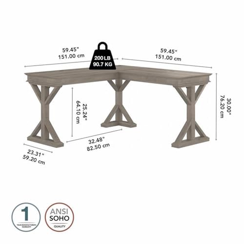 Pemberly-Row-60W-Farmhouse-L-Shaped-Desk-in-Driftwood-Gray-Engineered-Wood Pemberly Row 60W Farmhouse L Shaped Desk in Driftwood Gray Engineered Wood