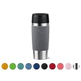 Emsa N20205 Travel Mug Classic Isolierbecher 0,36 Liter | neuer Komfort-Schraubverschluss | Edelstahl | 4h heiß und 8h kalt | 100% dicht | spülmaschinenfest | 360°-Trinköffnung | Dunkelgrau